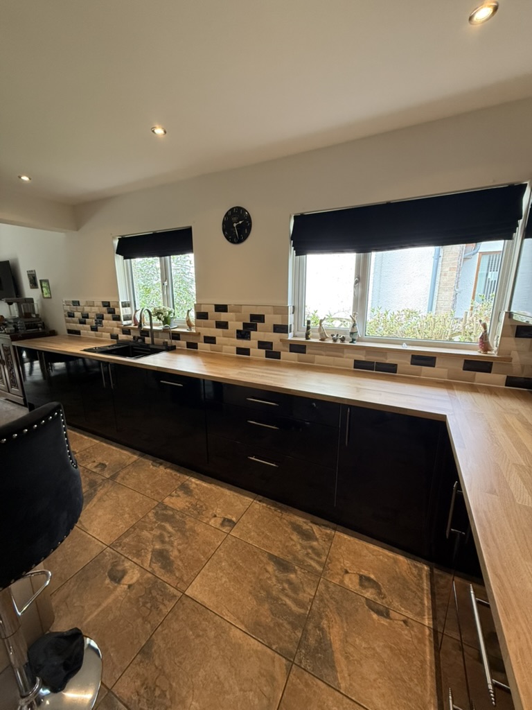 Kitchen worktop installation in progress